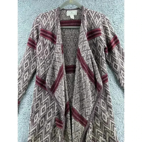 Ruby Moon Women's Medium Long Knit‎ Cardigan Open Front Southwestern Pattern - Picture 2 of 12